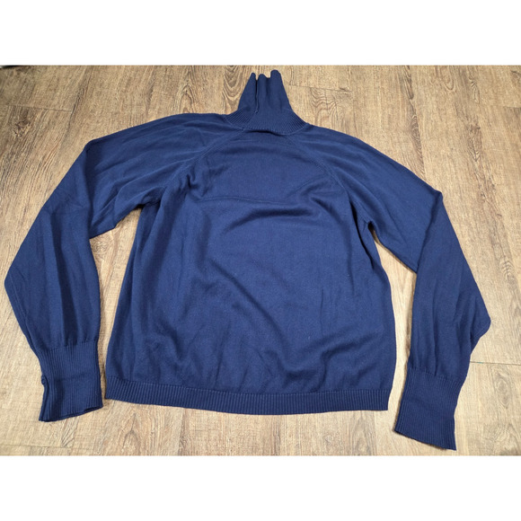 Talbots Ribbed Stretch Dark Blue Turtleneck Sweater Pullover Thin L Portugal - Picture 4 of 4